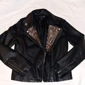 Custom Hand Pyramid Studded Tree Spiked Punk Metal Classic‎ Motorcycle Jacket